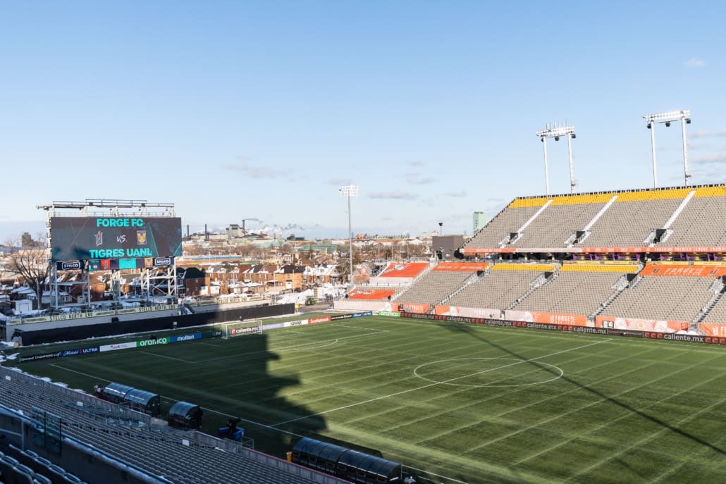 CONCACAF Champions Cup soccer action between Tigres UANL and Forge FC on February 3, 2026 at Hamilton Stadium in Hamilton