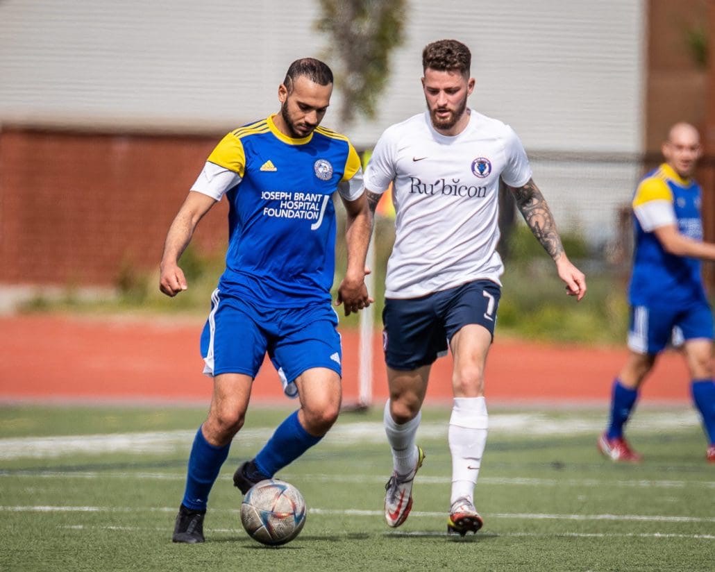 League1 Ontario soccer game between Burlington SC and the Oakville Blue Devils