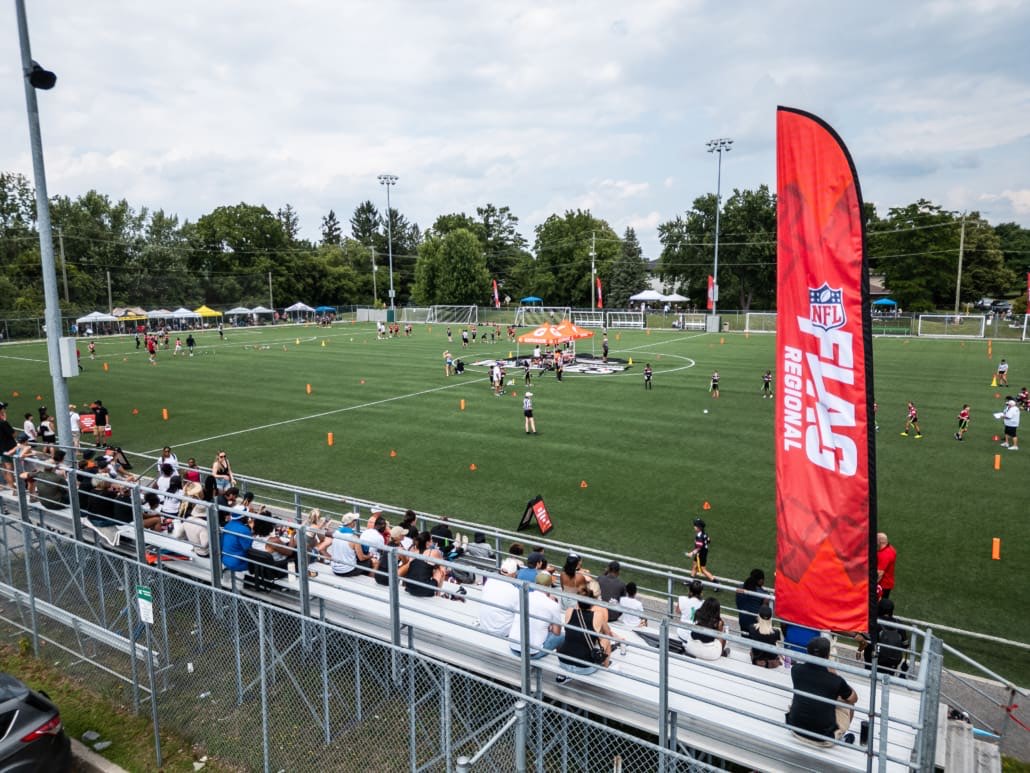 NFL Flag Regionals in flag football action on July 12, 2025 at Algonquin College in Ottawa