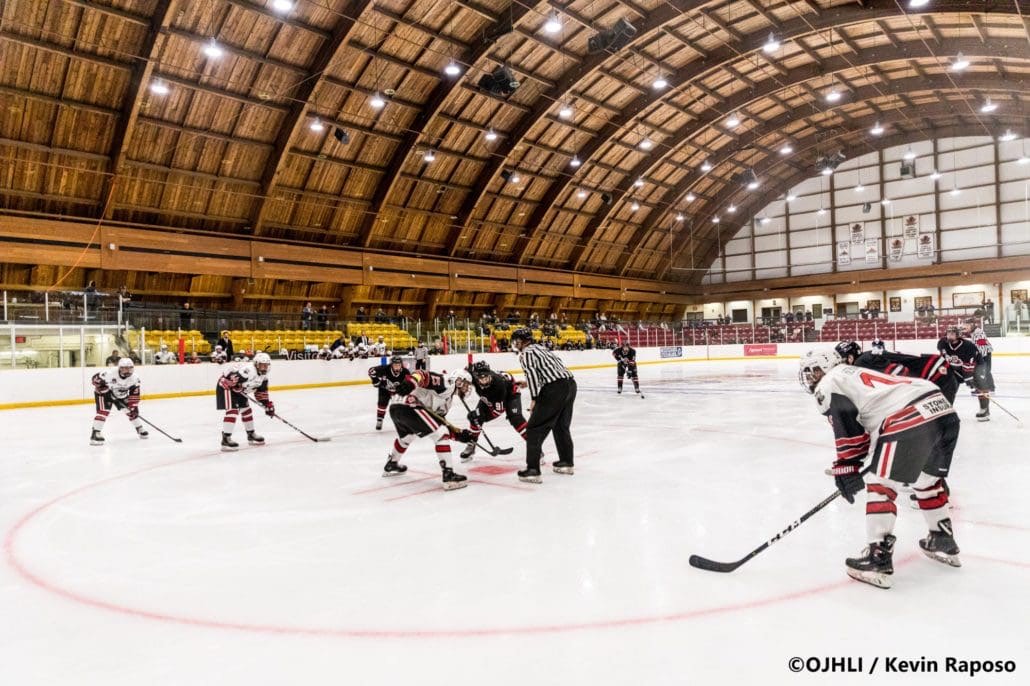 Sports Photography – Ontario Junior Hockey League, Regular Season, Men's Hockey, Georgetown Raiders and Mississauga Chargers in Mississauga, Ontario, Canada at Port Credit Memorial Arena