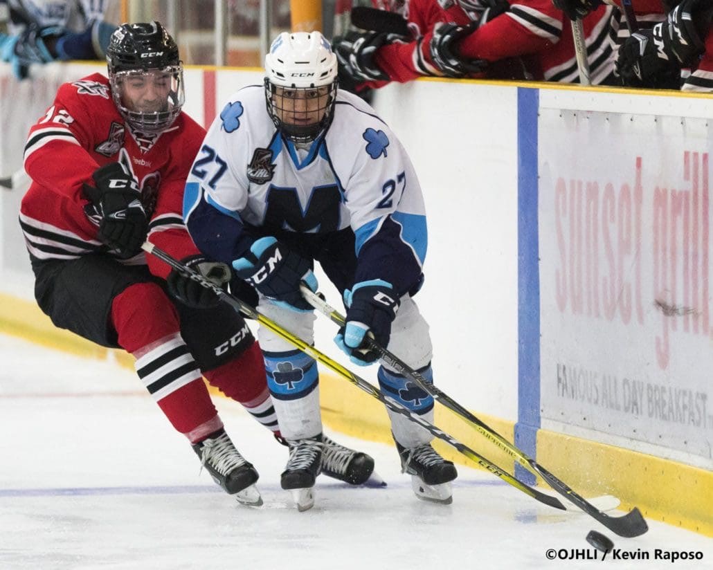 Ontario Junior Hockey League game between the Mississauga Chargers and the St. Michael’s Buzzers