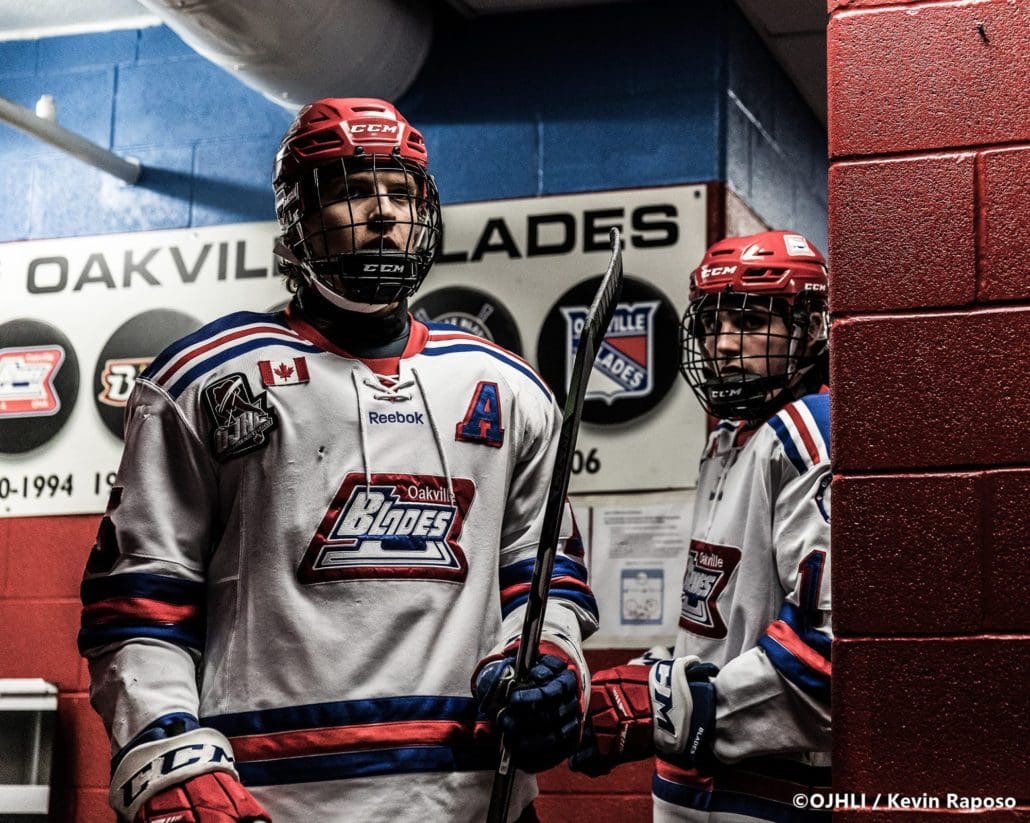 Ontario Junior Hockey League, post-season first round. Game five of the best of seven series between the Toronto Jr. Canadiens and Oakville Blades