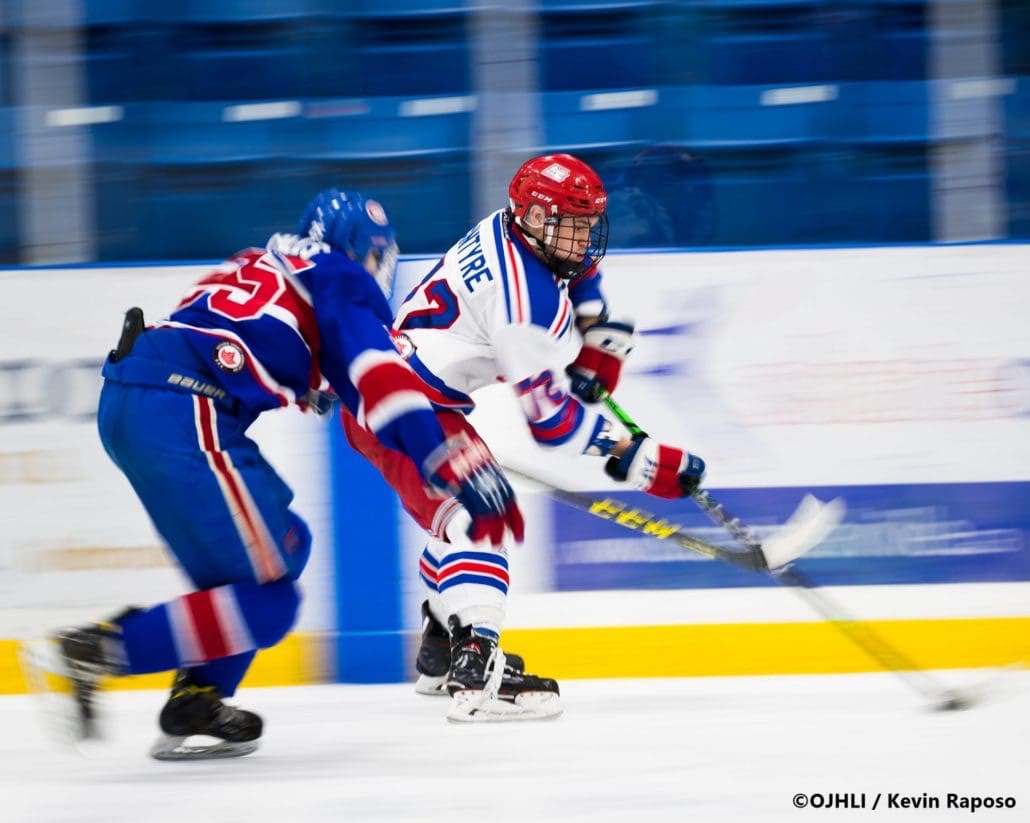 Ontario Junior Hockey League, post-season first round. Game five of the best of seven series between the Toronto Jr. Canadiens and Oakville Blades