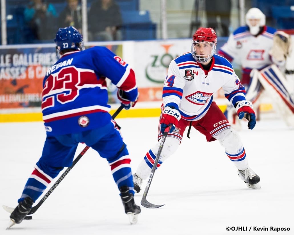 Ontario Junior Hockey League, post-season first round. Game five of the best of seven series between the Toronto Jr. Canadiens and Oakville Blades