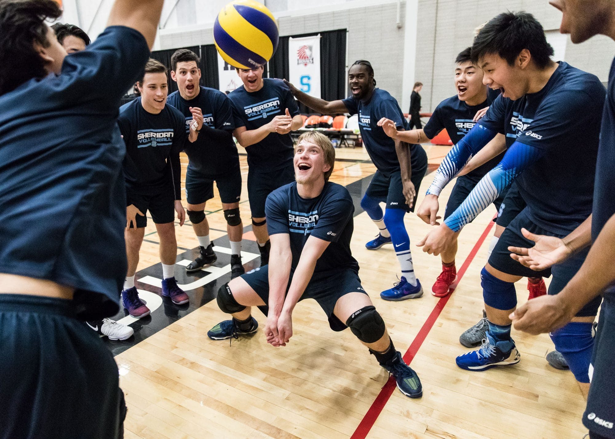 HAMILTON, ON - Feb. 23, 2017: The Sheridan Bruins go through their pre-game ritual prior to a game against the Mohawk Mountaineers.